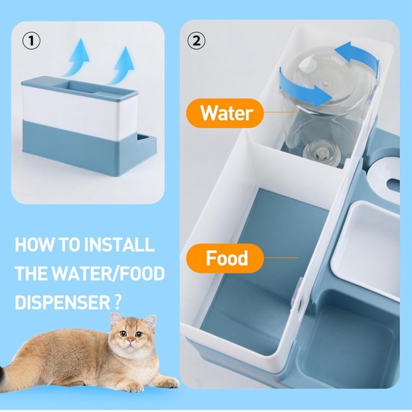 Gravity Dog Feeder and Cat Feeder Set, 3.8L Gravity Food and Water Dispenser Set - Picture 3 of 5